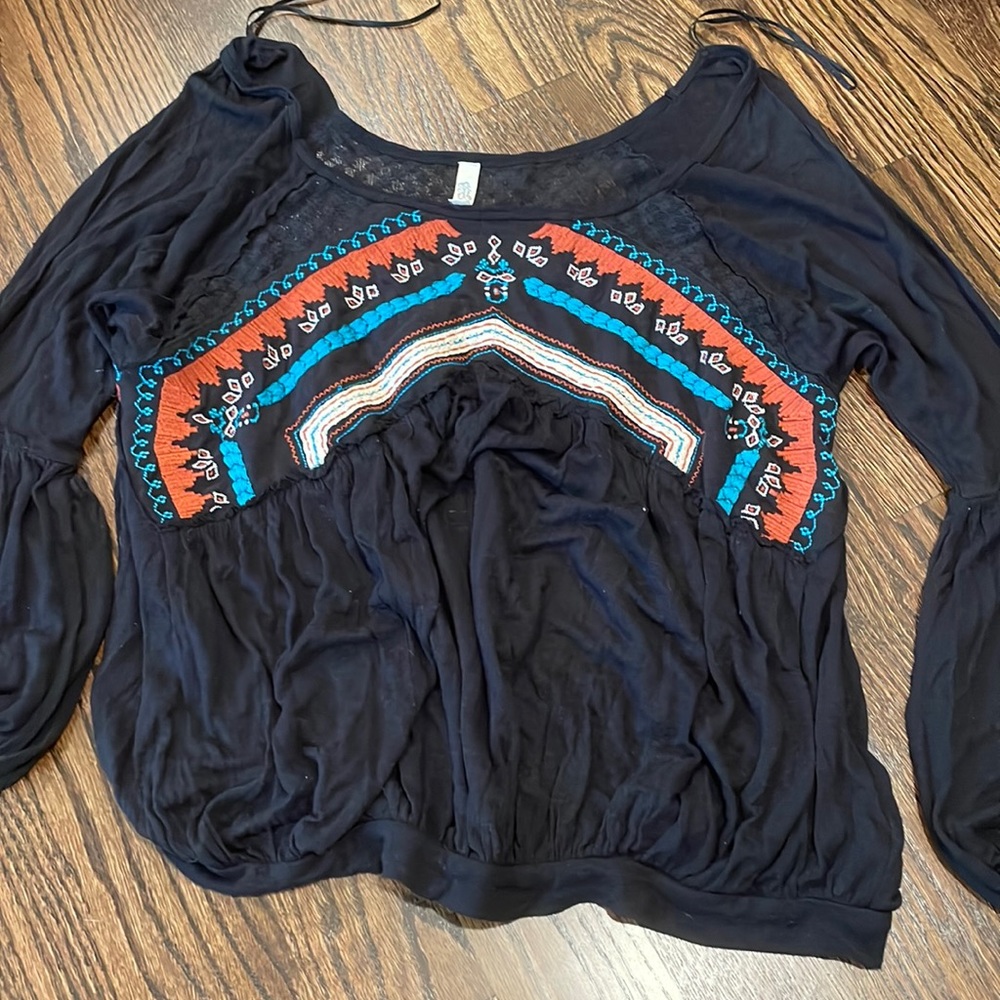 Free People black long sleeve shirt